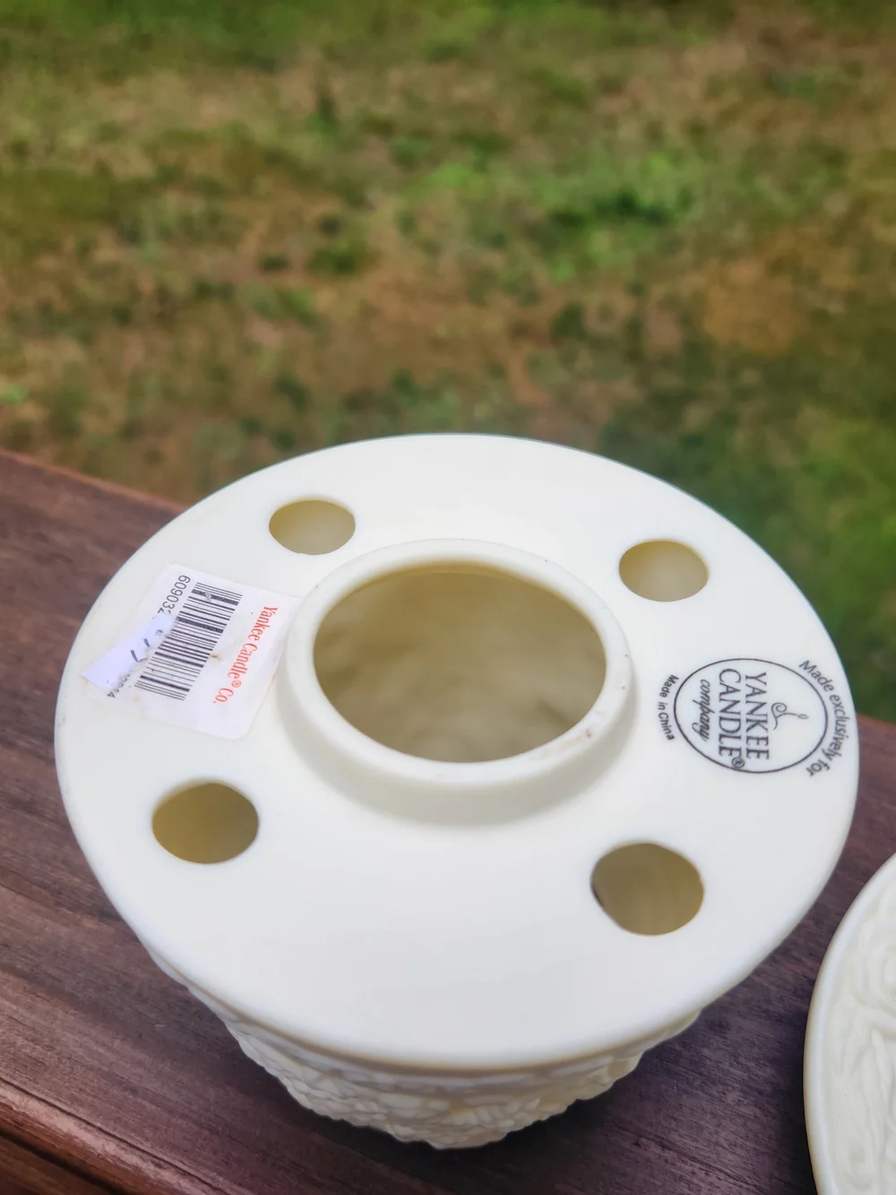 Yankee Candle Bisque Porcelain Floral Shade & Matching Underplate For Small Jar